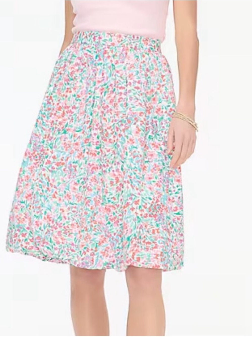 J. Crew Pink Multi Floral Midi Skirt